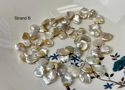 11-18x10-23 mm AA Natural White Seaweed Color Top Drilled Freshwater Pearl Beads Genuine High Luster Natural Cornflake Keshi Pearls #P3141