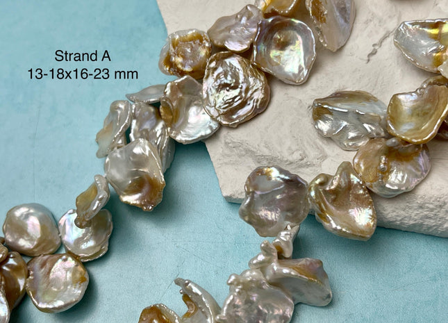 11-18x10-23 mm AA Natural White Seaweed Color Top Drilled Freshwater Pearl Beads Genuine High Luster Natural Cornflake Keshi Pearls #P3141