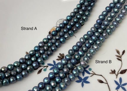 5-6 mm Dark Blue Peacock Color Potato Freshwater Pearl Beads Genuine Cultured Freshwater Peacock Color Pearl Beads #P3142