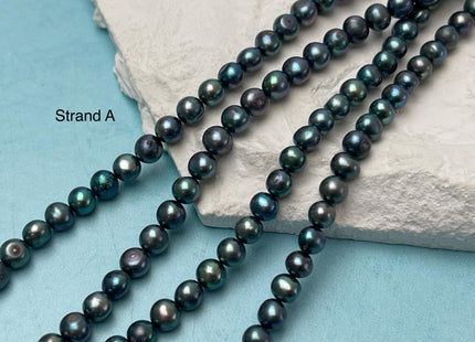 5-6 mm Dark Blue Peacock Color Potato Freshwater Pearl Beads Genuine Cultured Freshwater Peacock Color Pearl Beads #P3142