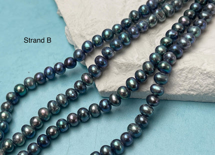5-6 mm Dark Blue Peacock Color Potato Freshwater Pearl Beads Genuine Cultured Freshwater Peacock Color Pearl Beads #P3142