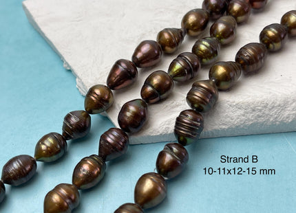 10-11x15 mm Copper Brown Color Freshwater Rice/Oval Pearls Genuine Copper Brown Freshwater Rice Pearl Beads #1923