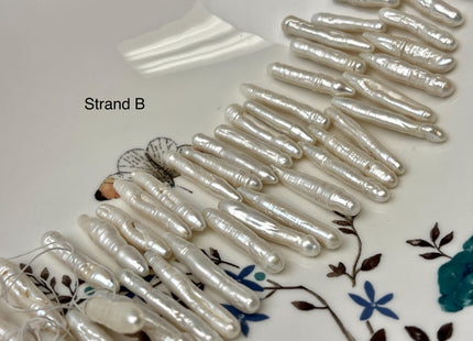 4-5x16-32 mm Natural White Top Drilled Biwa Stick Freshwater Pearl Beads Genuine Rare Freshwater Natural White Biwa Stick Pearls #P3143