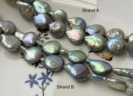 12-13 mm Greenish Gray Color Coin Freshwater Pearl Beads Genuine High Luster Tear Drop Shape Freshwater Coin Pearls #P3144