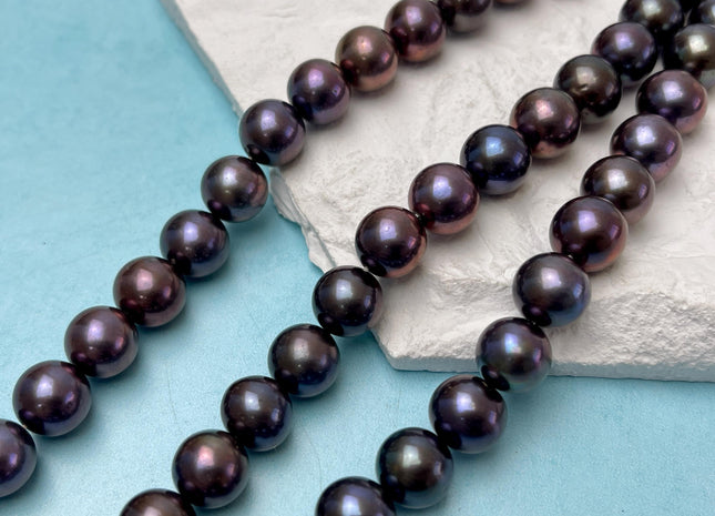 10-11.5 mm AAAA Peacock OR Purplish Peacock Round Freshwater Pearl Beads Genuine Top Quality Peacock Round Freshwater Pearl #1328