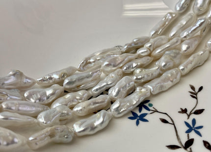 7-10x13-30 mm Natural White Biwa Stick Freshwater Pearls Genuine Natural White Stick Pearls Natural Freshwater Pearl Beads #P3159