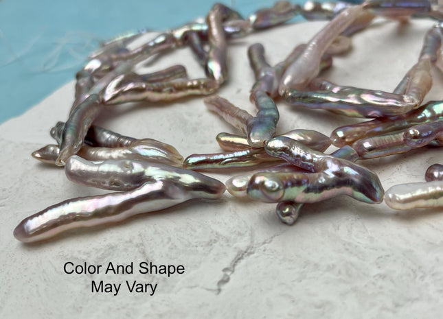 25-35mm AAA Rare Chicken Feet Shape Natural Mauve Pink High Luster Limited Edition Biwa Pearl Beads 13 Beads #P3158