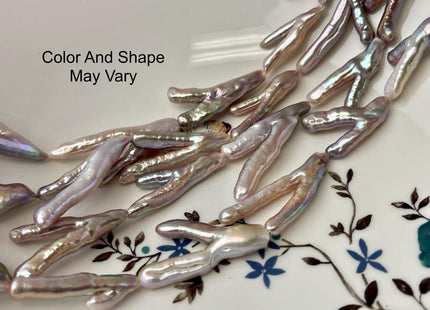 25-35mm AAA Rare Chicken Feet Shape Natural Mauve Pink High Luster Limited Edition Biwa Pearl Beads 13 Beads #P3158