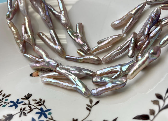 25-35mm AAA Rare Chicken Feet Shape Natural Mauve Pink High Luster Limited Edition Biwa Pearl Beads 13 Beads #P3158