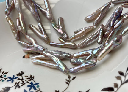 25-35mm AAA Rare Chicken Feet Shape Natural Mauve Pink High Luster Limited Edition Biwa Pearl Beads 13 Beads #P3158