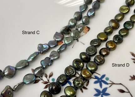 6-8 mm Green Gray Brown Peacock Color Keshi Nugget Freshwater Pearl Beads Center Drilled Very Rare High Luster Keshi Nugget Pearl #P3145