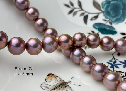 11-13.5mm AAAAA Very Rare Natural Multi Dark Mauve Pink Freshwater Baroque/Edison Pearl Beads High Luster Genuine Purple Edison Pearl #P2963