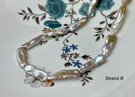 8-11x18-33 mm AAA Natural Mauve Pink Seaweed Biwa Stick Freshwater Pearl Beads Genuine High Luster Rare Biwa Keshi Freshwater Pearls #P2965