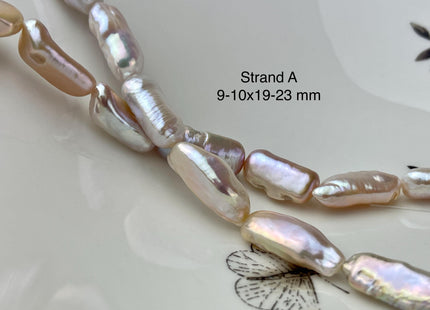 8-10x15-23 mm AAA Natural White Pink Biwa Stick Freshwater Pearl Beads Genuine High Luster Rare Thick Biwa Keshi Freshwater Pearls #P2966