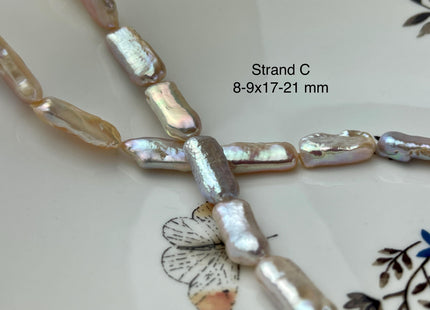8-10x15-23 mm AAA Natural White Pink Biwa Stick Freshwater Pearl Beads Genuine High Luster Rare Thick Biwa Keshi Freshwater Pearls #P2966