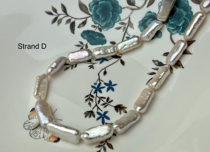 8-10x15-23 mm AAA Natural White Pink Biwa Stick Freshwater Pearl Beads Genuine High Luster Rare Thick Biwa Keshi Freshwater Pearls #P2966