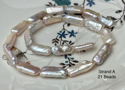 8-10x17-26 mm AAA Natural White Pink Biwa Stick Freshwater Pearl Beads Genuine High Luster Rare Thick Biwa Keshi Freshwater Pearls #P2967