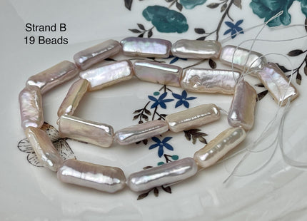 8-10x17-26 mm AAA Natural White Pink Biwa Stick Freshwater Pearl Beads Genuine High Luster Rare Thick Biwa Keshi Freshwater Pearls #P2967