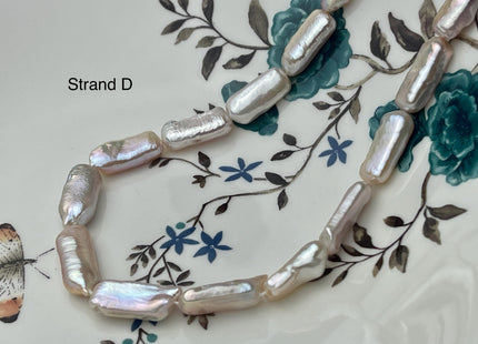 8-10x17-26 mm AAA Natural White Pink Biwa Stick Freshwater Pearl Beads Genuine High Luster Rare Thick Biwa Keshi Freshwater Pearls #P2967