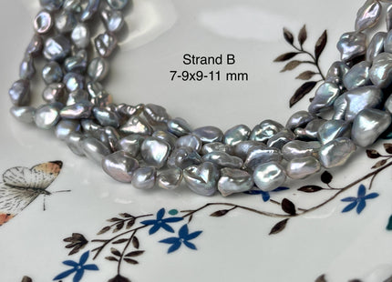 7-9x8-14 mm AAA Gray Color Keshi Nugget Freshwater Pearl Beads Very Rare Genuine Super High Luster Tiny Keshi Rice Nugget Pearls #P2968