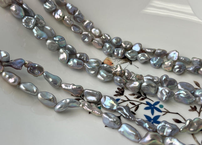 7-9x8-14 mm AAA Gray Color Keshi Nugget Freshwater Pearl Beads Very Rare Genuine Super High Luster Tiny Keshi Rice Nugget Pearls #P2968