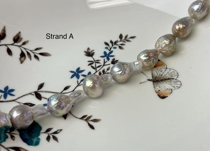 11-14 mm AAA Natural Mauve Pink White Seaweed Baroque Freshwater Pearl Beads Natural LargeBaroque Edison Pearl With Iridescent Color #P2969