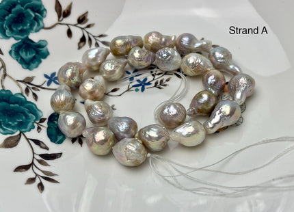 11-14 mm AAA Natural Mauve Pink White Seaweed Baroque Freshwater Pearl Beads Natural LargeBaroque Edison Pearl With Iridescent Color #P2969