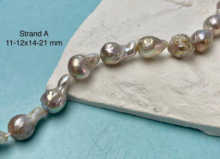 11-14 mm AAA Natural Mauve Pink White Seaweed Baroque Freshwater Pearl Beads Natural LargeBaroque Edison Pearl With Iridescent Color #P2969