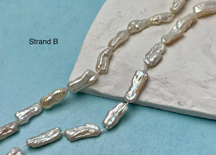 6-11x10-18 mm AAA Natural White and Pink Biwa Stick Freshwater Pearl Beads Genuine High Luster Rare Biwa Keshi Freshwater Pearls #P2970