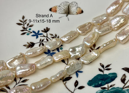 6-11x10-18 mm AAA Natural White and Pink Biwa Stick Freshwater Pearl Beads Genuine High Luster Rare Biwa Keshi Freshwater Pearls #P2970