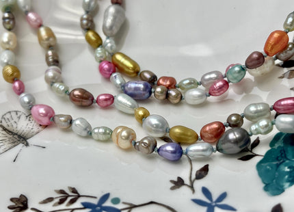 64-72 inches 5-13 mm Mixed Genuine Pearl Necklace Multi Color Pearl Beads Bridal Pearl Necklace Long Genuine Mixed Pearl Necklace #P2971