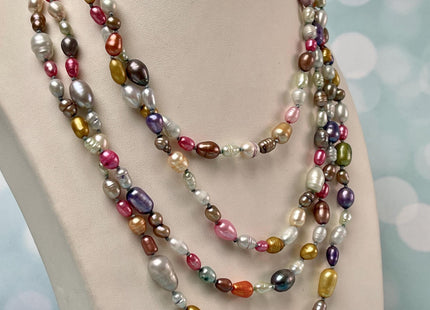 64-72 inches 5-13 mm Mixed Genuine Pearl Necklace Multi Color Pearl Beads Bridal Pearl Necklace Long Genuine Mixed Pearl Necklace #P2971