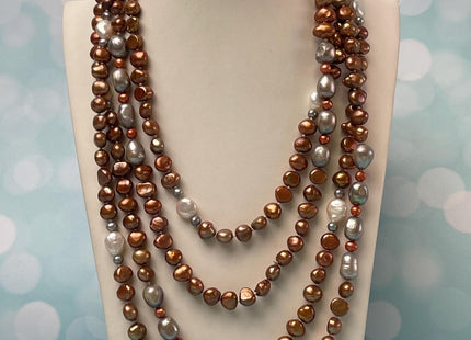 64-72 inches 5-13 mm Mixed Genuine Pearl Necklace Multi Color Pearl Beads Bridal Pearl Necklace Long Genuine Mixed Pearl Necklace #P2971