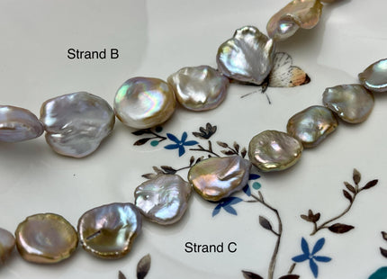 10-19 mm AAA Very Rare Natural Champagne Seaweed Mauve Pink Flat Keshi Freshwater Pearl Beads Rare Keshi Freshwater Pearls #P2941