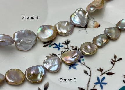 10-19 mm AAA Very Rare Natural Champagne Seaweed Mauve Pink Flat Keshi Freshwater Pearl Beads Rare Keshi Freshwater Pearls #P2941