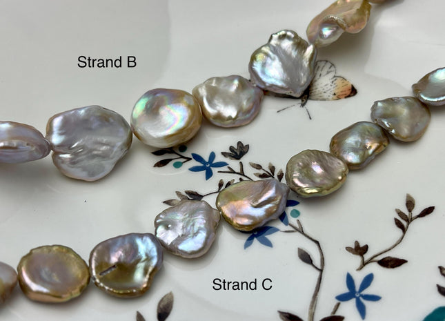 10-19 mm AAA Very Rare Natural Champagne Seaweed Mauve Pink Flat Keshi Freshwater Pearl Beads Rare Keshi Freshwater Pearls #P2941