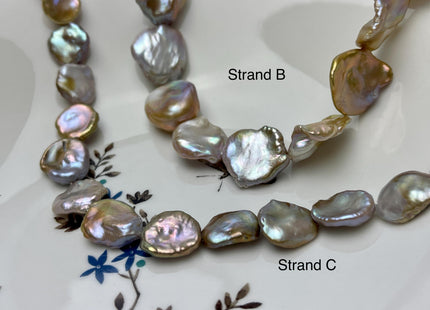 10-19 mm AAA Very Rare Natural Champagne Seaweed Mauve Pink Flat Keshi Freshwater Pearl Beads Rare Keshi Freshwater Pearls #P2941