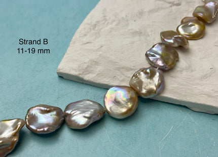 10-19 mm AAA Very Rare Natural Champagne Seaweed Mauve Pink Flat Keshi Freshwater Pearl Beads Rare Keshi Freshwater Pearls #P2941
