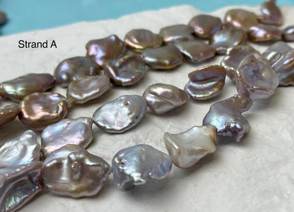 10-19 mm AAA Very Rare Natural Champagne Seaweed Mauve Pink Flat Keshi Freshwater Pearl Beads Rare Keshi Freshwater Pearls #P2941