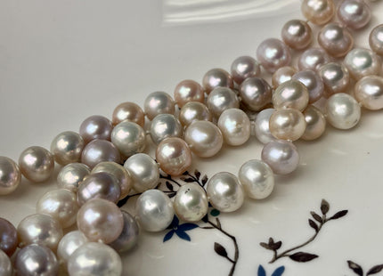 50 Inches AAA Hand Knotted 10-11 mm Off Round Natural White Mauve Pink Mixed Freshwater Long Pearl Necklaces #P2978