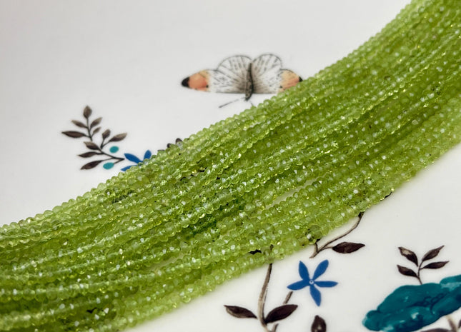 3-3.5 mm AAA Natural Color Faceted Rondelle Peridot Gemstone Beads Top Quality Green Peridot Gemstone Beads #4688