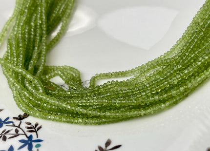 3-3.5 mm AAA Natural Color Faceted Rondelle Peridot Gemstone Beads Top Quality Green Peridot Gemstone Beads #4688