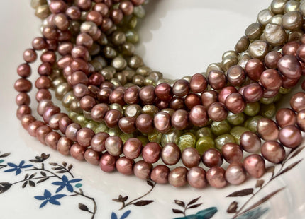 7-9 mm Beige Sage Green Brick Red Color Potato Nugget Freshwater Pearl Beads Genuine Freshwater Pearl Beads #P2985