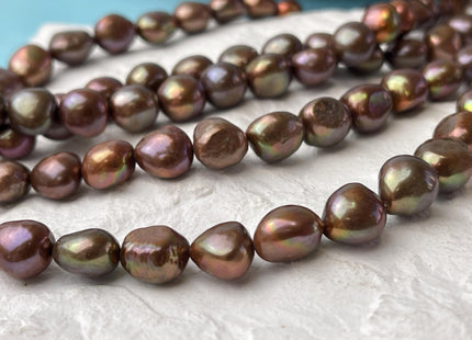 9-11x11-14 mm AA Dark Chocolate Brown Color Freshwater Pearl Nugget Beads Dark Brown Genuine Rice Nugget Pearls #P2986