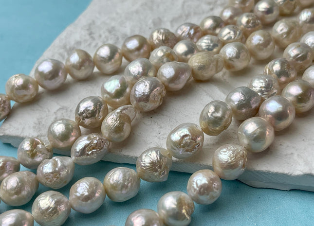 9-10 mm Natural White Baroque Freshwater Pearl Beads Baroque Edison Pearls Natural Wrinkled Baroque Freshwater Pearl Beads #P2988