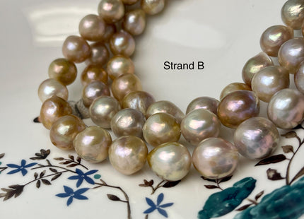 10-13 mm AAA Natural Mauve Pink Seaweed Baroque Freshwater Pearl Beads Natural Large Baroque Edison Pearl With Iridescent Color #P2989