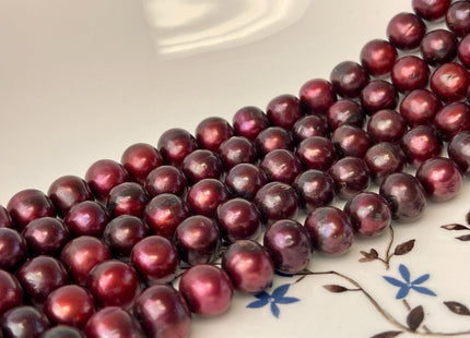 9-10 mm Burgundy Red Color Off Round Freshwater Pearl Bead Genuine Dark Red Color Off Round Freshwater Pearls #P2996