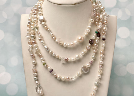 64 Inches 4-8 mm AAA Natural White Potato Freshwater Pearl Necklace Bridal Pearl Necklace Genuine Pearl Long Necklaces #P2979