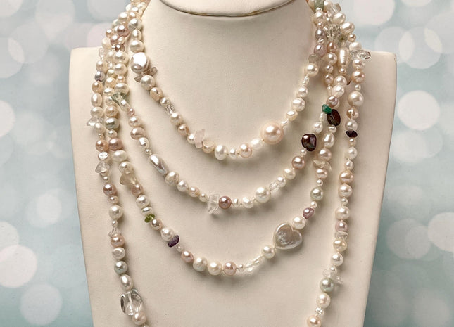 64 Inches 4-8 mm AAA Natural White Potato Freshwater Pearl Necklace Bridal Pearl Necklace Genuine Pearl Long Necklaces #P2979
