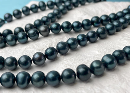 8-9 mm AA Ultra Dark Sacramento Green Color Potato Freshwater Pearl Beads Genuine Freshwater Pearl 47 Beads #P2997